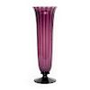 Durand Optic-Ribbed Amythest Glass Trumpet Vase
