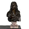 Bronze Bust of a Female Highlander on Marble Base