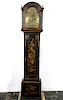 18th C. John Watts Black Japanned Tall Case Clock