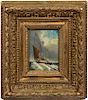 19th Century, "Lost At Sea" Oil On Board Painting