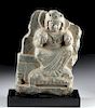 Gandharan Schist Relief - Seated Female Bodhisattva