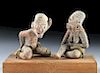 Pair of Xochipala Pottery Seated Elderly Figures