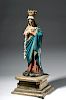 18th C. Spanish Colonial Wood Santo - Mary w/ Rosaries