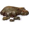 (4 Pc) Carved Stone Hippopotamus Sculptures