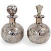 Pair Of Silver Overlay Perfume Bottles