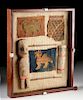 Lot of 7 Framed Chancay Wood and Textile Items