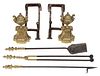 Pair Classical Brass Andirons, Set of