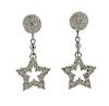 18k Gold Diamond Star Dangle Earrings 