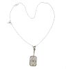 Art Deco 14k Gold Frosted Crystal Diamond Pendant Necklace