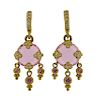 18k Gold Diamond Pink Gemstone Earrings 