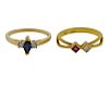 14k 18k Gold Diamond Ruby Sapphire Ring Lot 2pc