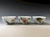 THREE OF CHINESE ANTIQUE  FAMILLE ROSE PORCELAIN BOWLS MARKED, 19-20 CENTURY  