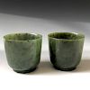 A PAIR OF CHINES ANTIQUE GREEN JADE CUP. 19C