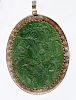 Carved Chinese Spinach Jade Plaque