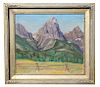 Lee Barley "Taos" 1939 Landscape Painting