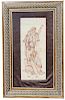 Framed Mughal Painting of Man and Woman