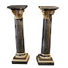 Pair, Large Neoclassical Marble Overlay Pedestals