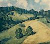 Justus Pfeiffen (American, 20th Century)  Summer Landscape with Hayfield and Rolling Hills