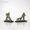 Alexandre Kelety (Hungarian, 1874-1940)  Two Bronzes of Laborers, Possibly Bookends