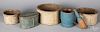 Blue painted mortar and pestle, etc.