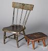 Miniature Pennsylvania painted chair and footstoo