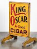 Painted wood and tin King Oscar Cigar broom rac