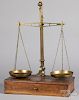 Brass and mahogany balance scale