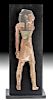 Egyptian Wood, Linen, & Painted Gesso Statue - ex Ede