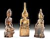 Three 19th C. Southeast Asian Wood Seated Buddhas
