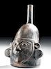 Chimu Inca Blackware Portrait Vessel of a Warrior