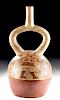 Moche Fineline Pottery Stirrup Jar - Warriors