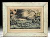 Framed N. Currier Lithograph - "The Deluge" (1835-40)