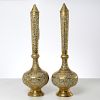 Pair large Moroccan pierced brass incense burners
