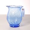 Steuben blue swirl art glass vase