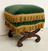Victorian velvet upholstered curule stool