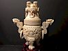 OLD Chinese dragon censer with foo dog finial, Da Ming mark. 9 1/2" high, 8 1/2" wide