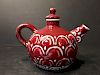 FINE Chinese Red Glaze Inscripted flower Teapot, XUANDE Mark