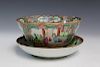 Chinese Rose Medallion Porcelain Bowl and Saucer