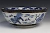 Chinese Antique Blue and White on Crackle Glaze Punch Bowl. 19th C.