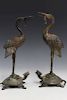 A Pair of Chinese Antique Bronze Crane Incense Holder.