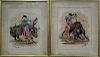 Two watercolor paintings on paper, signed E. San Juan, framed.