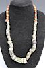 Antique European stone and carnelain beads necklace.