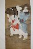 Japanese Antique Ink and Watercolor Painting on Paper scroll.