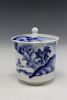 Japanese blue and white porcelain cup with lid, marked.
