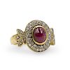 18k Gold, Ruby and Diamond Ring