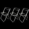(3 Pc) Mid Century Lucite Folding Chairs