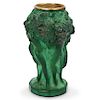 Art Deco Malachite Glass Nymph Vase