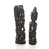 PAIR OF MAKONDE STYLE WOOD CARVINGS, MALE AND FEMALE
