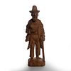 HAND CARVED WOODEN SCULPTURE OF JOHNNY APPLESEED