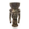 ALL WOOD AFRICAN TRIBAL MOLTAR WITH STATUE